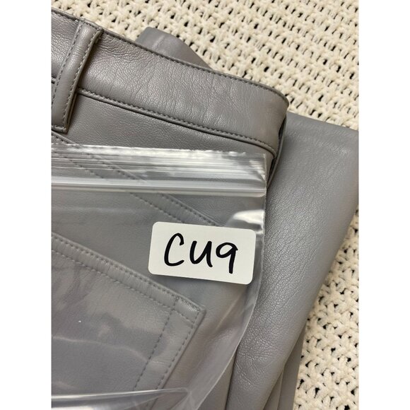 Aritzia Wilfred Gray Faux Leather Pants Women size 00 Straight Leg Moto Neutral - Picture 10 of 16